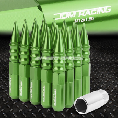 JDM АЛЮМИНИЕВЫЕ ЗЕЛЕНЫЕ ГАЙКИ С ШИПАМИ + АДАПТЕР 20 ШТ./КОМПЛ. M12X1.5 ДИАМЕТРОМ 20 ММ/ВЫСОТОЙ 123 ММ