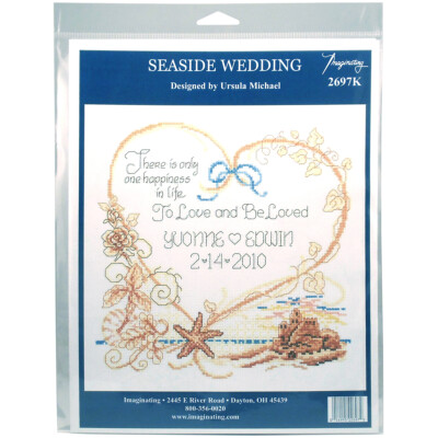 M & R Technologies Seaside Wedding Wedding Record Counted Cross Stitch Kit-7.5''X