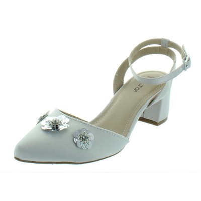 

Женские атласные туфли на блочном каблуке Rialto Grey Marjorie, вечерние 8, средние (B,M) BHFO 7744, Light grey satin