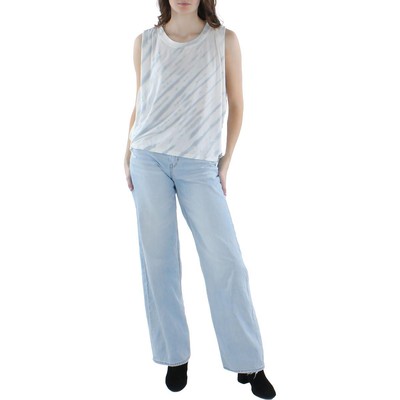 

Женская белая футболка Max Studio с круглым вырезом и принтом тай-дай Muscle  BHFO 6221, Blue/white