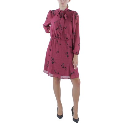 Женское розовое мини-платье в швейцарский горошек с цветочным принтом London Times Petites 10P BHFO 0571