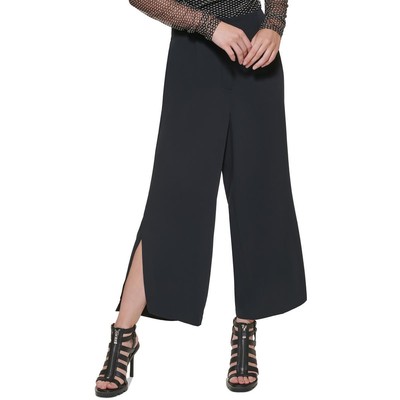 

DKNY Женские черные укороченные офисные брюки с широкими штанинами  BHFO 7645, Черный, P2BK7M04
