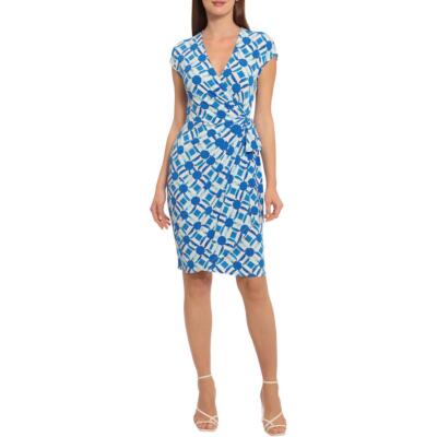 

Женское дневное платье с запахом и V-образным вырезом Maggy London с принтом BHFO 5825, Cream blue