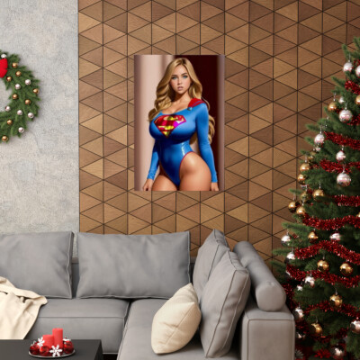 Sexy Supergirl poster pinup man cave Premium Matte Vertical Posters