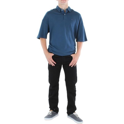 

Мужская синяя хлопковая рубашка-поло с коротким рукавом Tommy Hilfiger  BHFO 4097, Синий