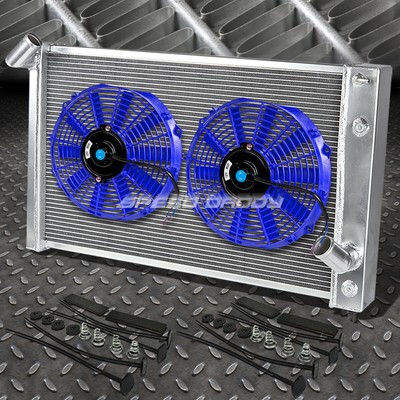 2-РЯДНЫЙ АЛЮМИНИЕВЫЙ РАДИАТОР + 2X10 ВЕНТИЛЯТОРОВ СИНЕГО ЦВЕТА ДЛЯ 69-72 CHEVY BIG BLOCK CORVETTE C3 454