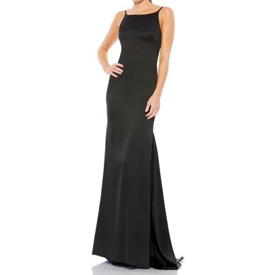 Женское черное атласное вечернее платье Ieena for Mac Duggal 4 BHFO 8038