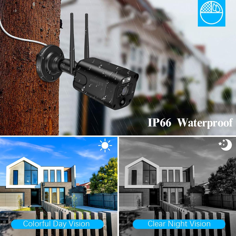 (5.0MP & PIR Detection) 2-Way Audio Dual Antennas Outdoor Security Camera System