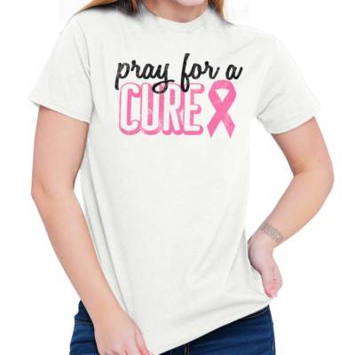 Praying For Cure Breast Cancer Awareness BCA Womens Short Sleeve Crew T Shirt