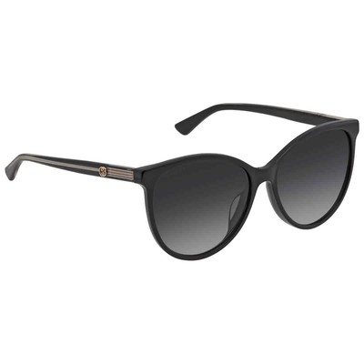 Pre-owned Gucci Grey Cat Eye Ladies Sunglasses Gg0377skn 001 57 Gg0377skn 001 57 In Gray