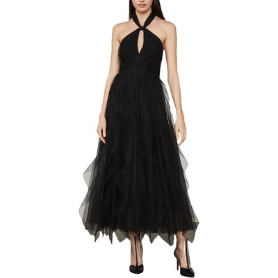 BCBGMAXAZRIA Womens EVE Black Tulle Halter Evening Dress Gown 2 BHFO 2210