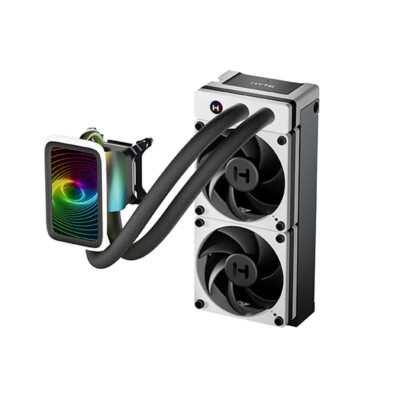 HYTE THICC Q60 240mm AIO Liquid CPU Cooler with 5 Ultraslim IPS Display, White