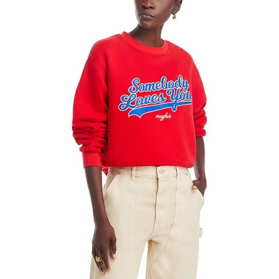 The Mayfair Group Womens Red Grapic Crewneck Sweater Top S/M BHFO 2772