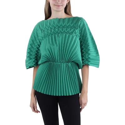 Женская блузка-лодочка Lafayette 148 New York в стиле оригами зеленого цвета S BHFO 1144