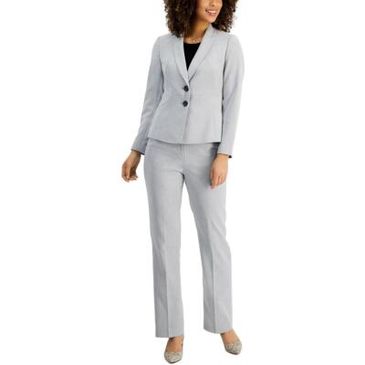 

Le Suit Женский серый офисный деловой брючный костюм со швами Petites  BHFO 1209, White/gray