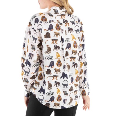 BURBERRY BURBERRY LADIES OPTIC WHITE JULIETTE ANIMAL PRINT SHIRT