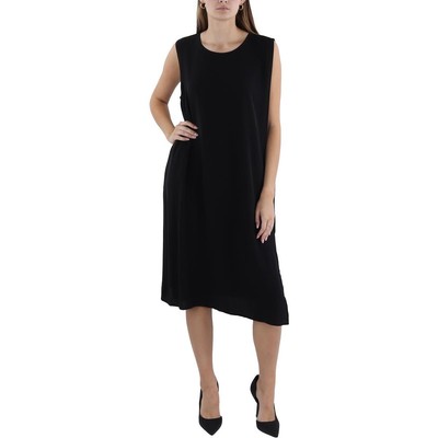 Женское черное платье миди с круглым вырезом и без рукавов от Eileen Fisher, L BHFO 9105