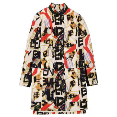 Pre-owned Burberry Graffiti Archive Silk And Wool Dress In Gray