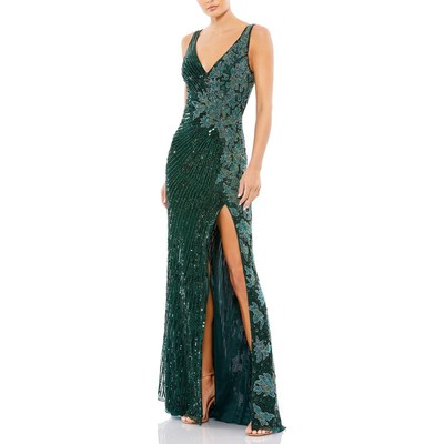 Женское зеленое вечернее платье Mac Duggal, расшитое бисером и блестками, 10 BHFO 1303