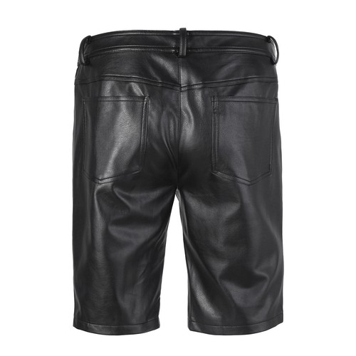 Herren Leder Optik Shorts Manner Kunstleder Glanz Hosen Kurz Pants Mit Taschen