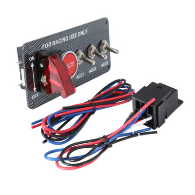 12V Race Car Toggle Ignition Engine Start Push Button Carbon Fiber Switch Panel