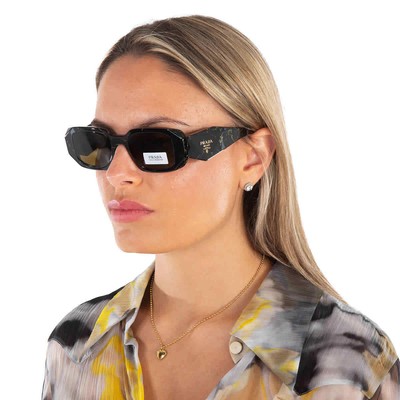 Pre-owned Prada Dark Brown Rectangular Ladies Sunglasses Pr 17ws 19d01t 49 Pr 17ws 19d01t
