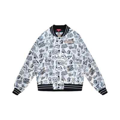 

Женская атласная куртка Mitchell - Ness белого/черного цвета NBA Los Angeles Lakers Doodle, White/black
