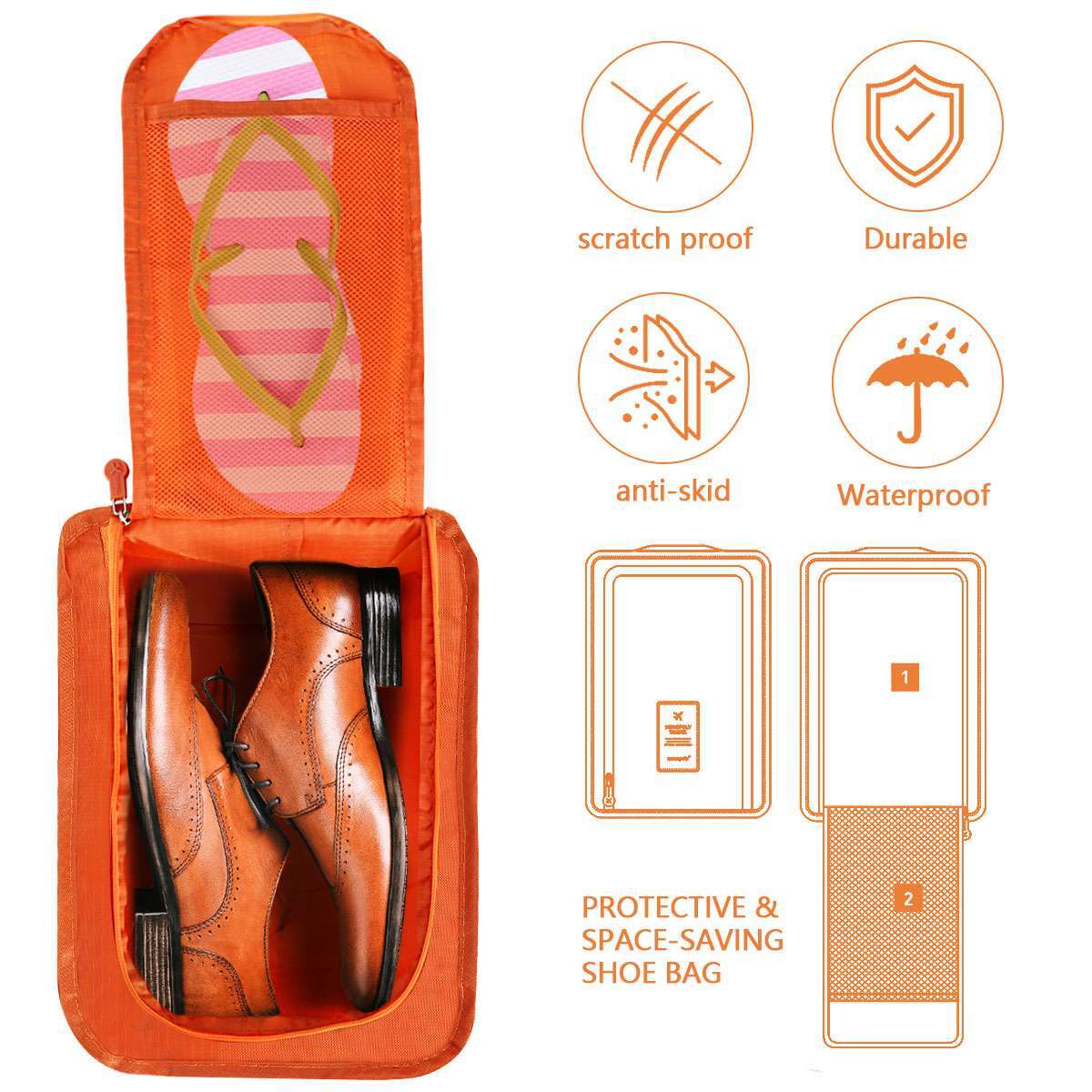 3x Waterproof Foldable Travel Shoe Bag Handle Sports Gym Carry Case Storage