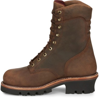 Pre-owned Chippewa 9" Steel Toe Waterproof Insulated Logger Boot Bay Apache 59405 Brown