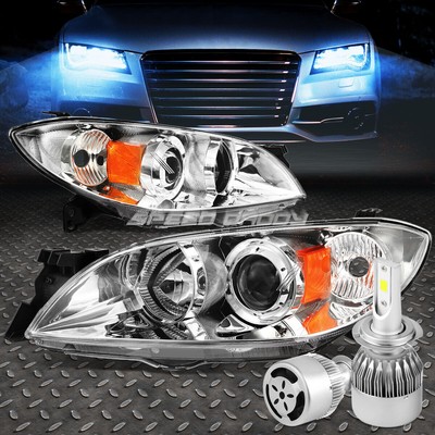 ХРОМИРОВАННЫЙ КОРПУС, ЯНТАРНАЯ БОКОВАЯ ФАРА ПРОЕКТОРА + СКРЫТЫЙ СВЕТОДИОД 6000K + ВЕНТИЛЯТОР ДЛЯ 04-09 MAZDA3