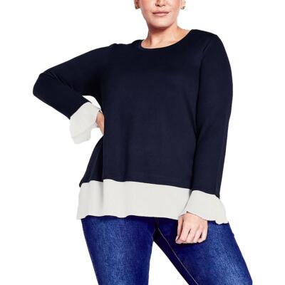 Женский вязаный шифоновый пуловер-туника Avenue Womens HACCI, топ-свитер BHFO 0241