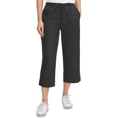 

Женские черные льняные укороченные брюки прямого кроя Pure DKNY  BHFO 4384, Черный, P2RKSEUA