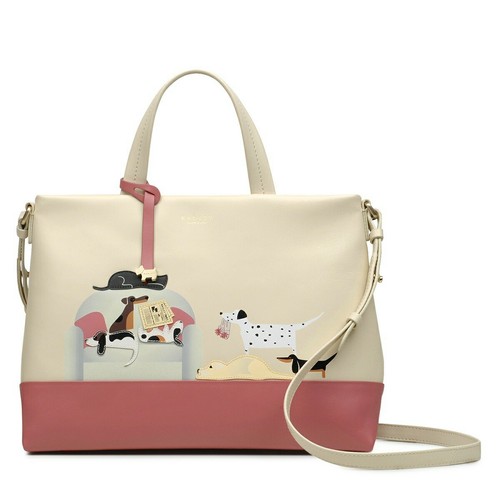 Pre-owned Radley Leather Sunday Snooze Signature Medium Grab Bag Friends Picture