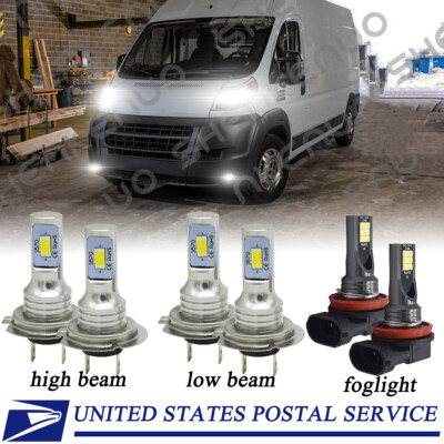 For 2014-2019 Ram ProMaster 1500 2500 3500 Combo LED Headlight Fog Light Bulbs