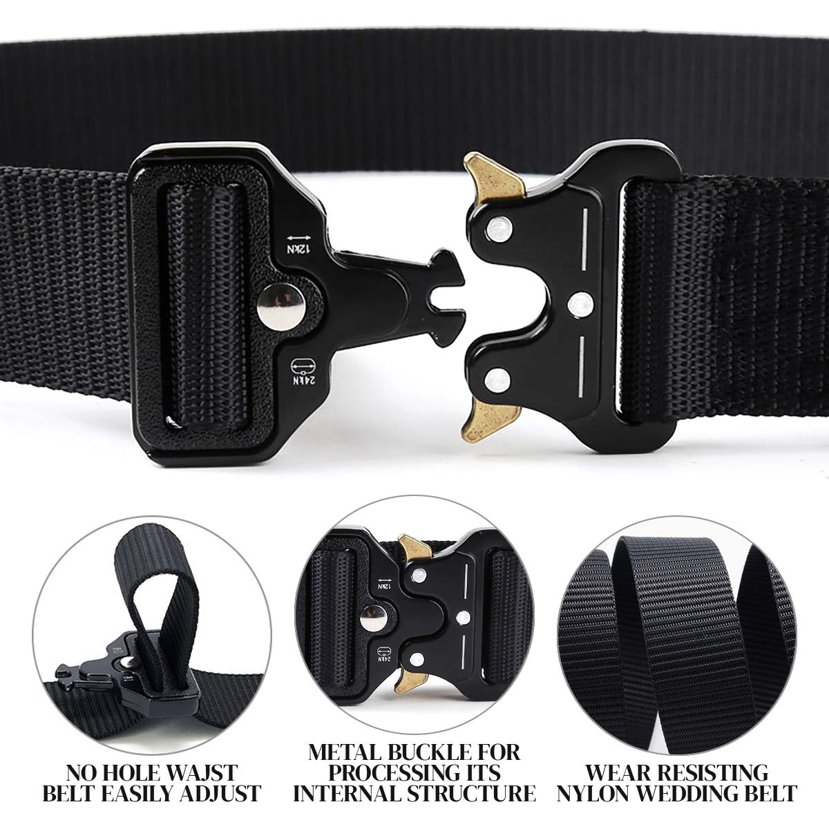 Tactical Waist Belt Include Metal Buckle Black 30-45 Inch Black
