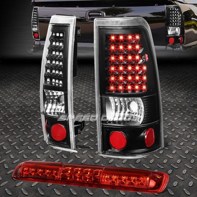 BLACK FULL LED TAIL+RED 3RD BRAKE&CARGO LIGHT FOR 99-03 CHEVY SILVERADO/SIERRA