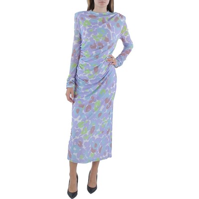 Женское фиолетовое платье миди с рюшами и принтом Undra Celeste New York, L BHFO 6937