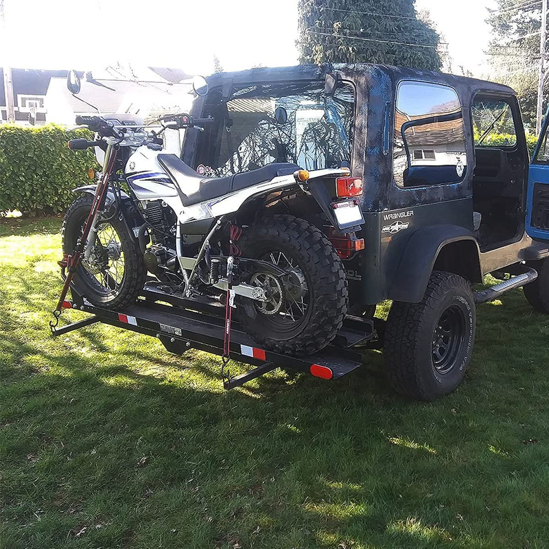 Goplus 600 LBS Motorcycle Carrier, Hitch Mount Dirt Bike Rack with Loading Ramp,