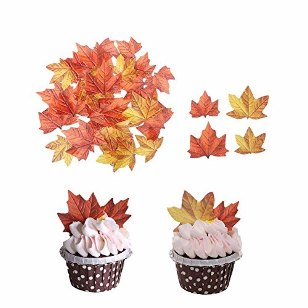 Georld Edible Fall Leaves Set Of 48 Cake Decorations Autumn