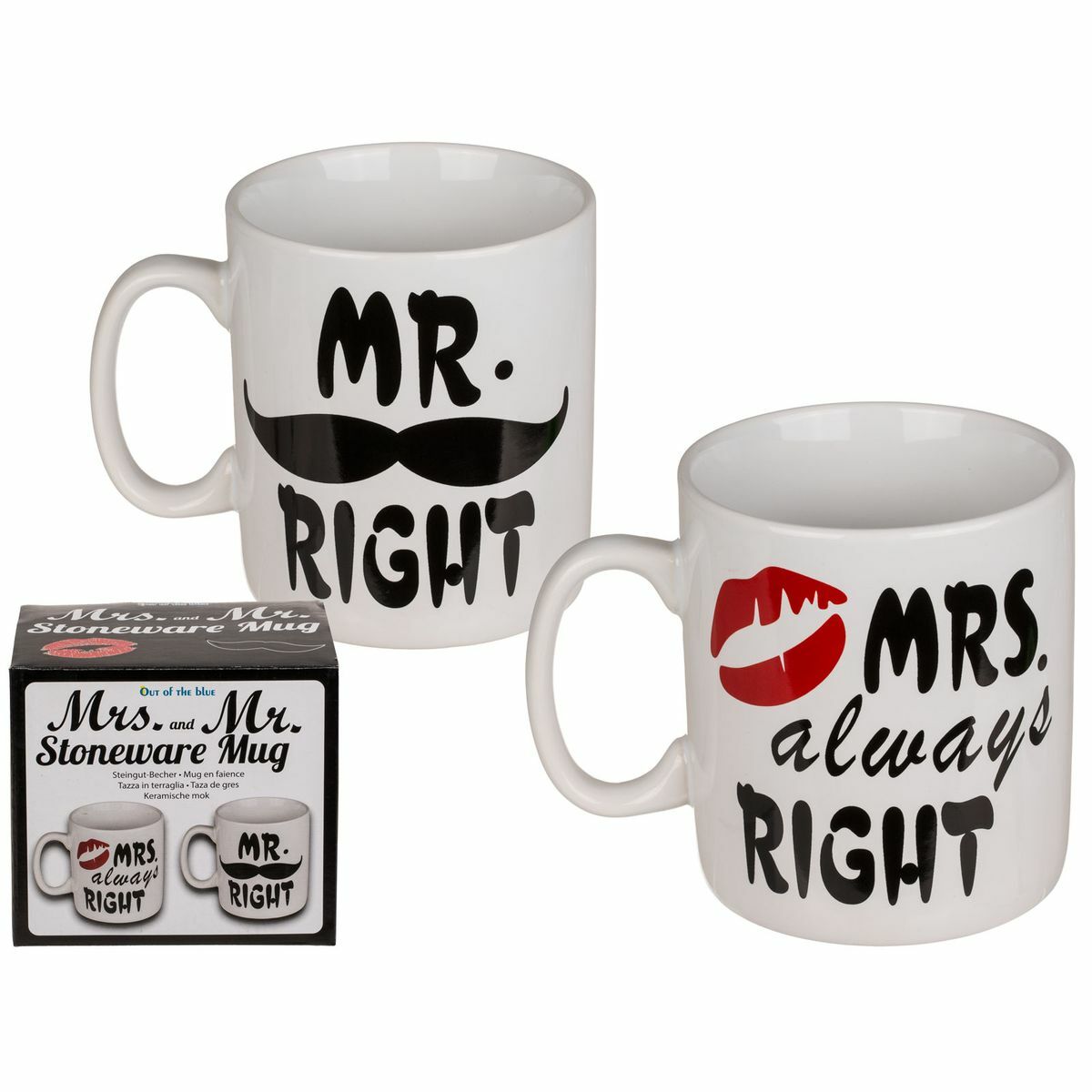 XXL Kaffeetassen Set Mr. Right & Mrs. Always Right Tasse 750ml Kaffee Geschenk