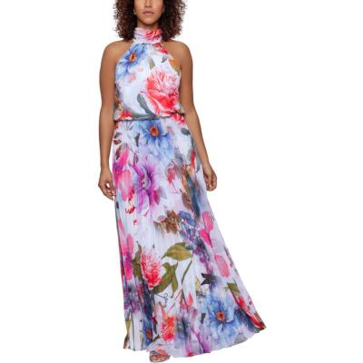 Женское белое плиссированное макси-платье с цветочным принтом на бретелях Betsy & Adam, 4P BHFO 6764