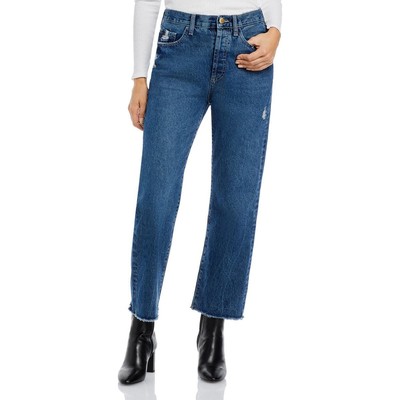 

DL1961 Женские джинсы прямого кроя Emilie Blue с пуговицами на щиколотке и прямыми штанинами  BHFO 6968, Rigid dark distressed