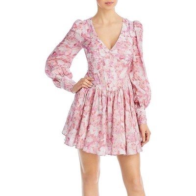 Женское мини-платье-клеш Bardot Zelina розового цвета с принтом, 10 XL BHFO 8542