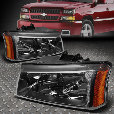 ДЛЯ 03-06 CHEVY SILVERADO AVALANCHE ЧЕРНЫЙ КОРПУС, ЯНТАРНЫЕ УГЛОВЫЕ ЛАМПЫ ФАР