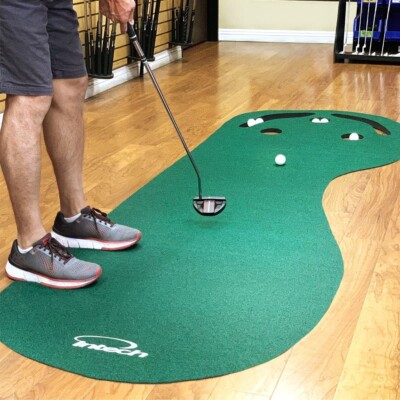 3 Hole Portable Golf Putting green Mat practice indoor training anti-skid back