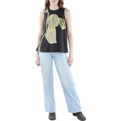 

Lafayette 148 New York Womens Dakota Черная блузка с замочной скважиной Shell Cami  BHFO 4424, Black multi