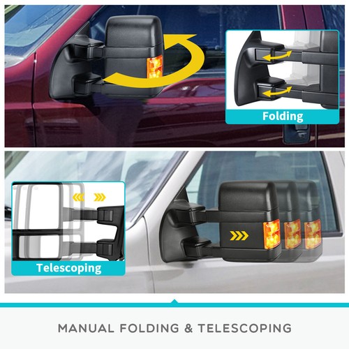 Passenger Side for 2008-2016 Ford F250-F550 Super Duty Power Heated Tow Mirror