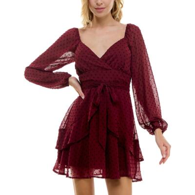 Женское многоярусное мини-платье-сорочка Trixxi с искусственным запахом для юниорок BHFO 2042