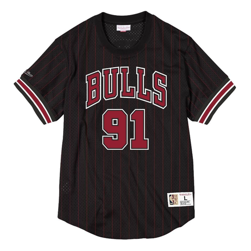 Мужская майка Mitchell & Ness NBA Chicago Bulls 1996 Денниса Родмана из черной сетки