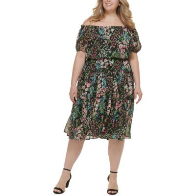 

Tommy Hilfiger Женское черное летнее платье с цветочным принтом плюс 14 Вт BHFO 1180, Черный